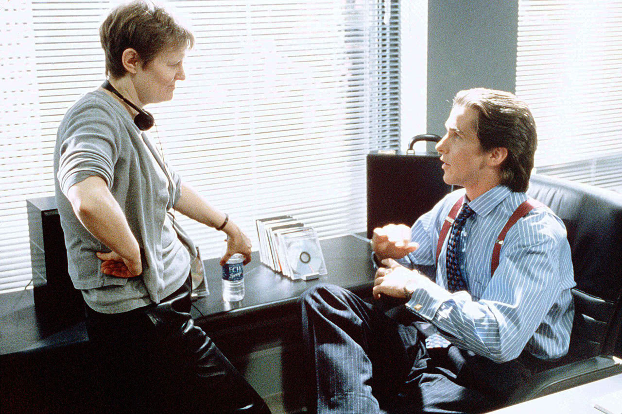 Мэри Хэррон и Кристиан Бейл на съёмках "Американского психопата"